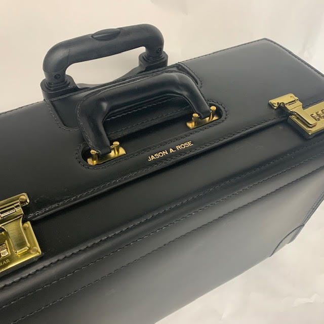 The Litigator Trial Bag Catalog Case | Premium Quality | All Leather | 20" | Exterior Wheels | Trial Bag | Name, Initials, Firm Logo | C108420BL