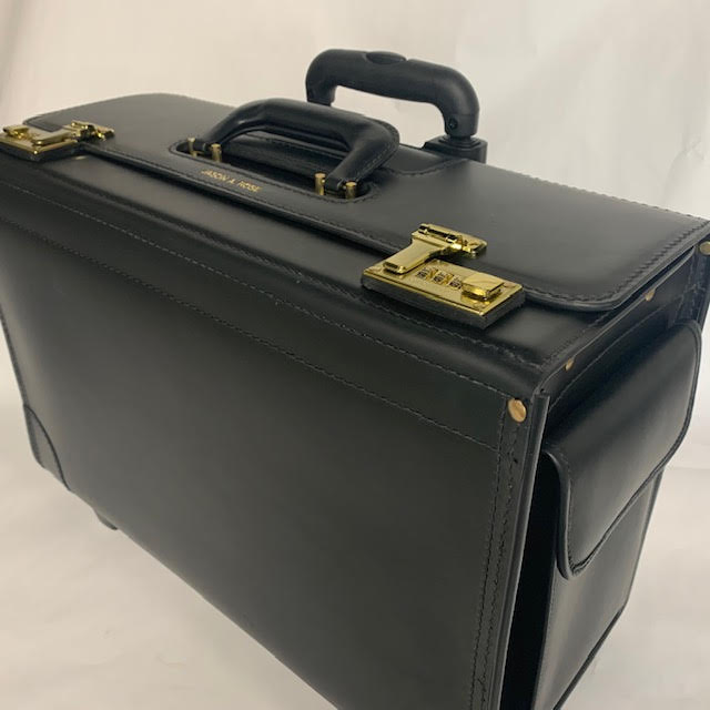 The Litigator Trial Bag Catalog Case | Premium Quality | All Leather | 20" | Exterior Wheels | Trial Bag | Name, Initials, Firm Logo | C108420BL