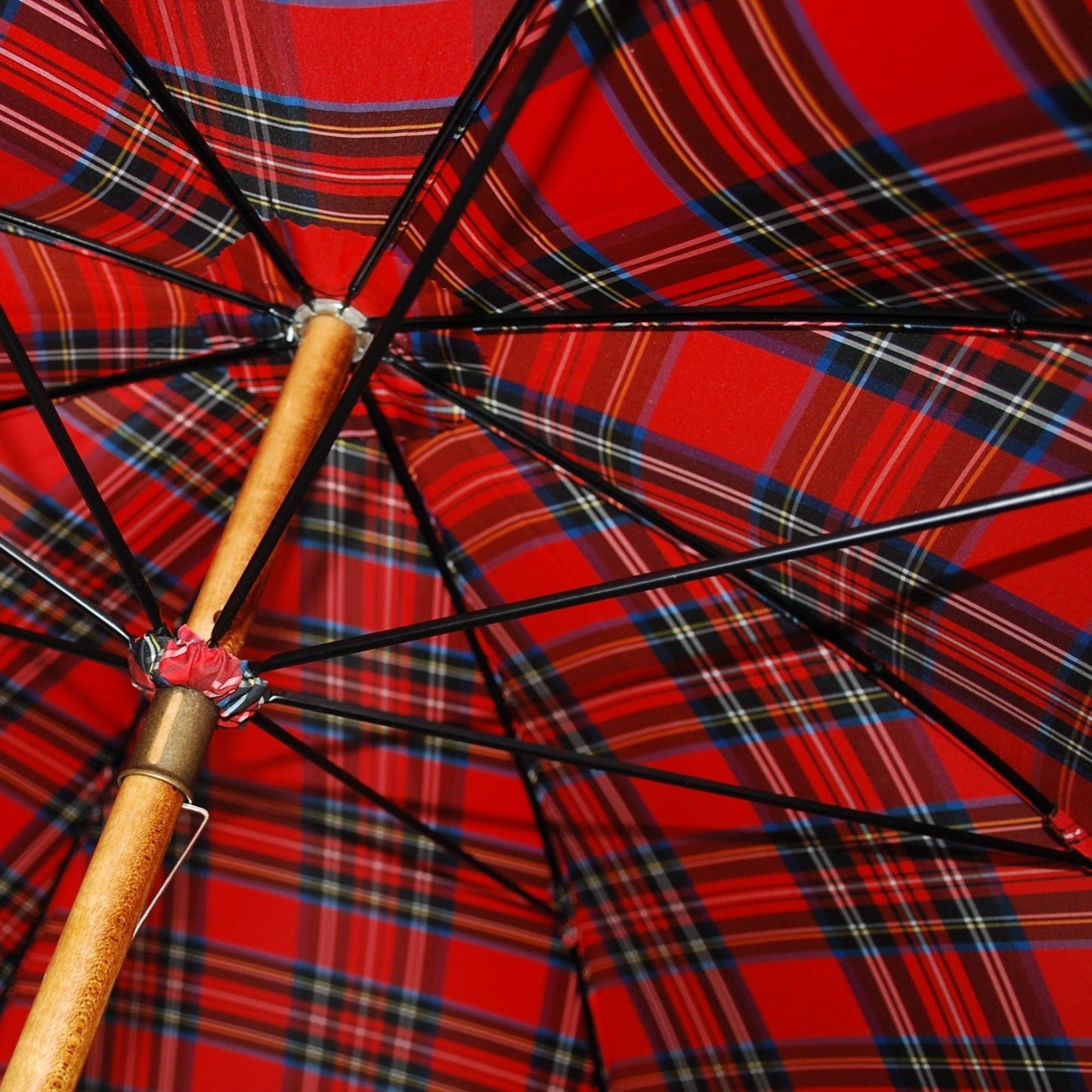 Burke Umbrellas | Maple Gent's Umbrella | A Fun Tartan Umbrella | Solid Shaft Maple | Fun Tartan Canopy | Gold Collar | Finest Quality | Made in England | Fox Umbrellas
