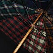 Burke Umbrellas | Maple Gent's Umbrella | A Fun Tartan Umbrella | Solid Shaft Maple | Fun Tartan Canopy | Gold Collar | Finest Quality | Made in England | Fox Umbrellas