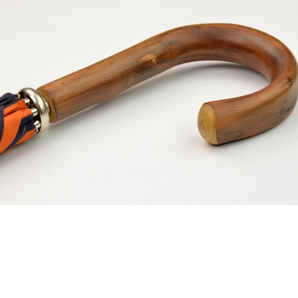 Burke Umbrellas | Golf Umbrella | Princeton Univ. Orange and Black | Polished Chestnut Crook Handle | Custom Colors Canopy | England's Finest Umbrella | The Fox Umbrella