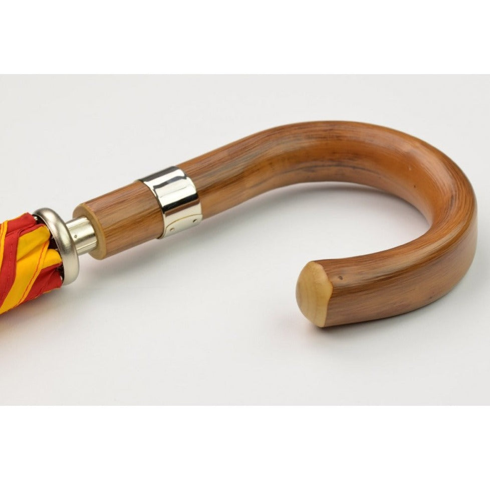 Burke Umbrellas | Golf Umbrella | Princeton Univ. Orange and Black | Polished Chestnut Crook Handle | Custom Colors Canopy | England's Finest Umbrella | The Fox Umbrella