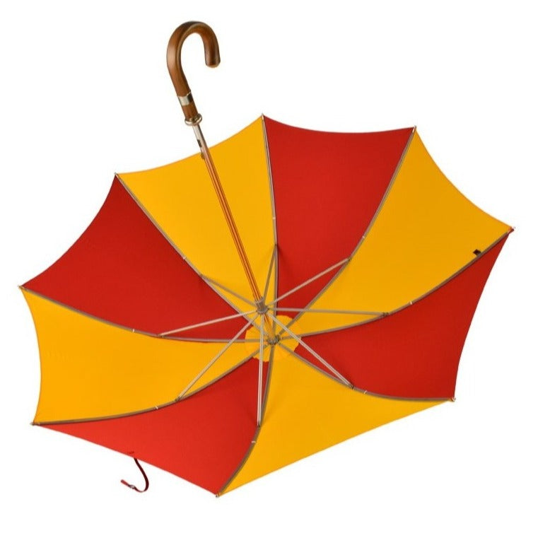 Burke Umbrellas | Golf Umbrella | Princeton Univ. Orange and Black | Polished Chestnut Crook Handle | Custom Colors Canopy | England's Finest Umbrella | The Fox Umbrella