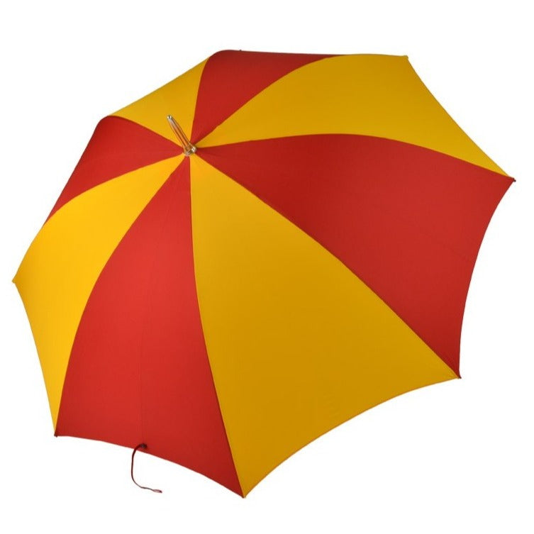 Burke Umbrellas | Golf Umbrella | Princeton Univ. Orange and Black | Polished Chestnut Crook Handle | Custom Colors Canopy | England's Finest Umbrella | The Fox Umbrella