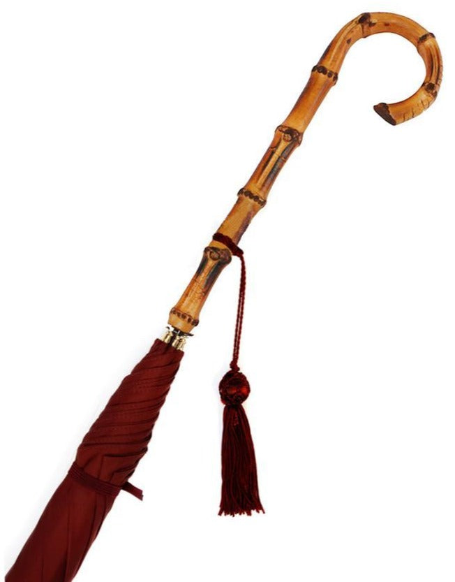 Ladies Whangee Umbrella | Long Bamboo Handle | Wood Shaft | Slender and Elegant | The Burke Umbrella