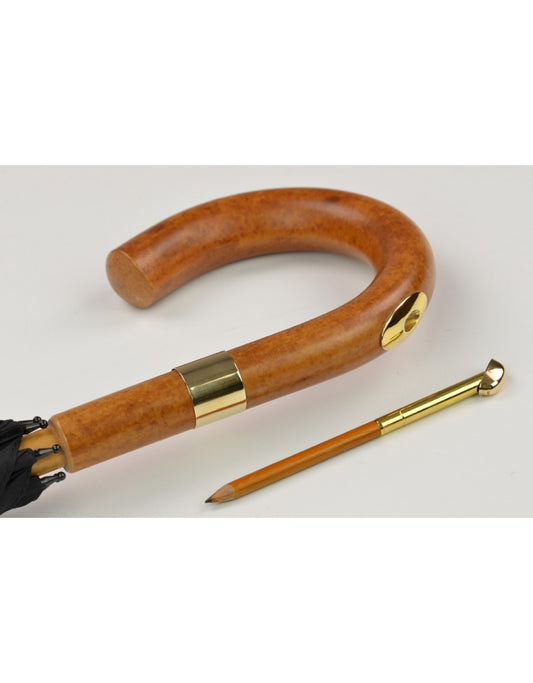 Burke Umbrellas | Malacca Gent's Racing Umbrella | Gold Pencil in Handle | Finest Quality Malacca Umbrella | Made in England | The Fox Umbrella