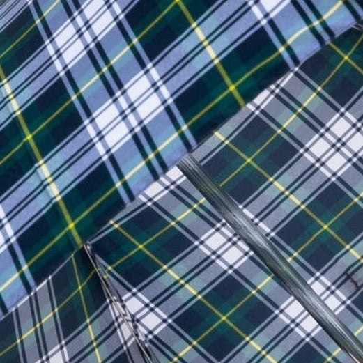 Burke Umbrella | Chestnut Straight Handle Golf Umbrella | Plaid Canopy | Nickel Band Collar