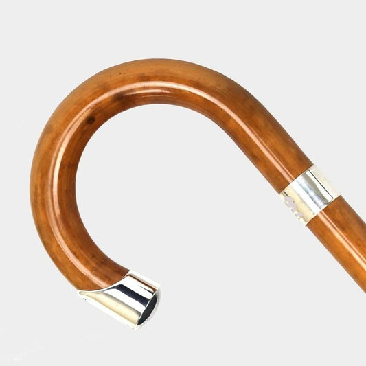 Burke Umbrellas | Malacca Prince of Wales Umbrella with Tartan Canopy | Sterling Nose Cap and Collar | The Original Prince of Wales Umbrella