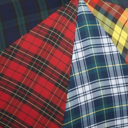 Burke Umbrellas | Malacca Prince of Wales Umbrella with Tartan Canopy | Sterling Nose Cap and Collar | The Original Prince of Wales Umbrella
