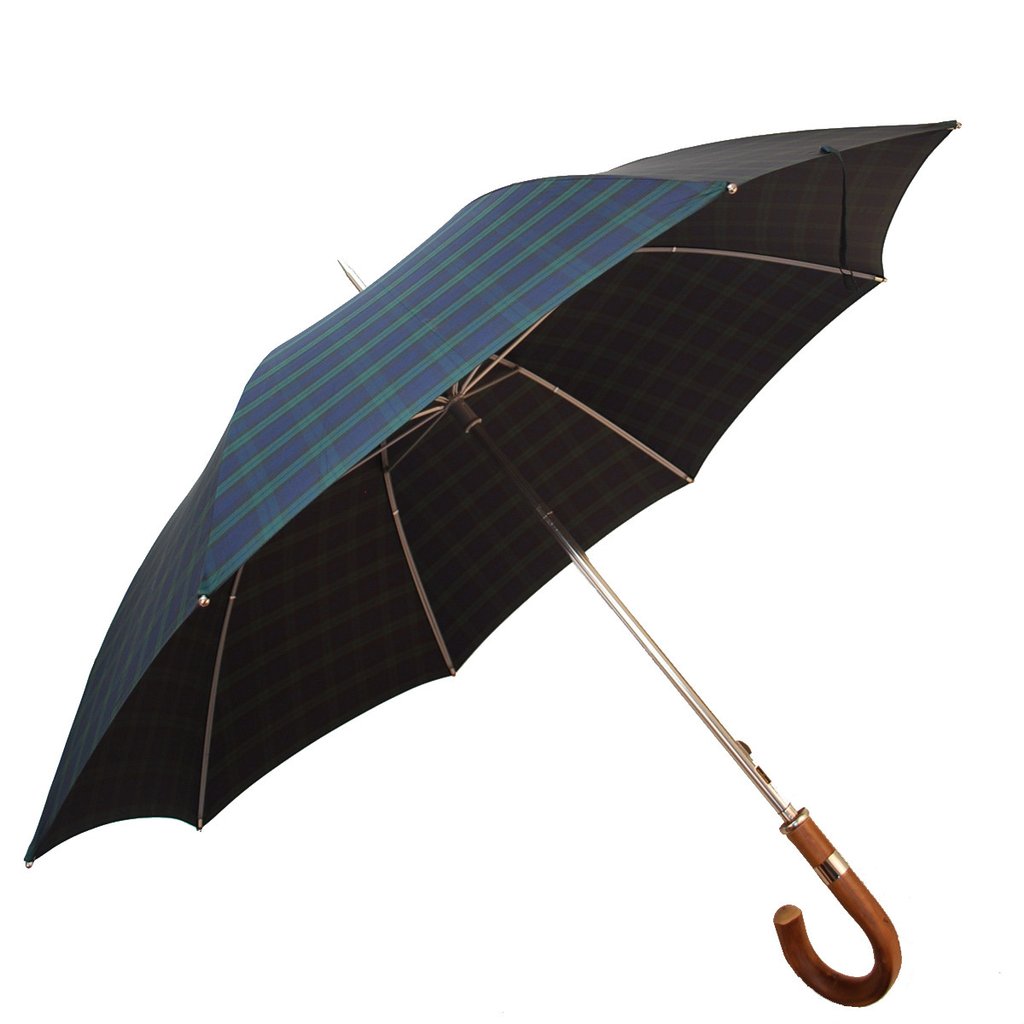 Burke Umbrella | Doorman's Umbrella in Black Watch Plaid | Extra Large Plaid Umbrella | Finest Quality Golf Umbrella