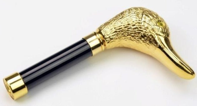 Fox Umbrellas | Silver and Gold Duck Head Umbrella | Gold Mallard Duck Head Handle Gent's Umbrella | Custom Gold and Silver Duck Handle Umbrella | Finest in the World | Enjoy the Rain!