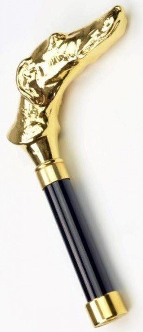 Fox Umbrellas | Silver and Gold Dog Head Umbrella | Gold Greyhound Dog Head Handle Gent's Umbrella | Custom Gold and Silver Handle Umbrella | Finest in the World | Enjoy the Rain!