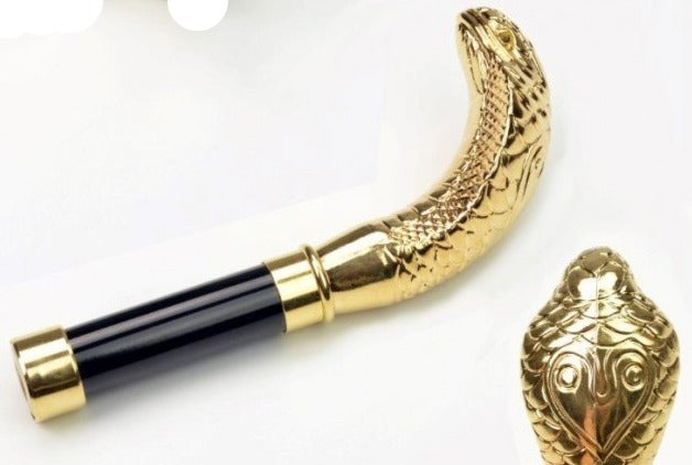 Silver and Gold Snake Head Umbrella | Gold Snake Cobra Head Handle Gent's Umbrella | Custom Gold and Silver Fox Handle Umbrella | Finest in the World | Enjoy the Rain!