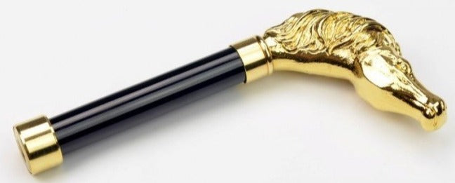 Silver and Gold Horse Head Umbrella | Gold Equestrian Equine Head Handle Gent's Umbrella | Custom Gold and Silver Handle Umbrella | Finest in the World | Enjoy the Rain!