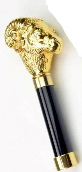 Silver and Gold Rams Head Umbrella | Gold Ram's Head Handle Gent's Umbrella | Custom Gold and Silver Handle Umbrella | Finest in the World | Enjoy the Rain!