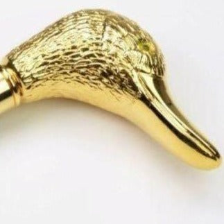 Fox Umbrellas | Silver and Gold Duck Head Umbrella | Gold Mallard Duck Head Handle Gent's Umbrella | Custom Gold and Silver Duck Handle Umbrella | Finest in the World | Enjoy the Rain!