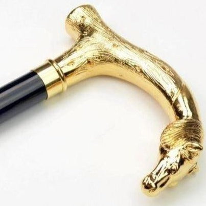 Silver and Gold Horse Crook Umbrella | Gold Equine Handle Gent's Umbrella | Custom Gold and Silver Handle Umbrella | Finest in the World | Enjoy the Rain!