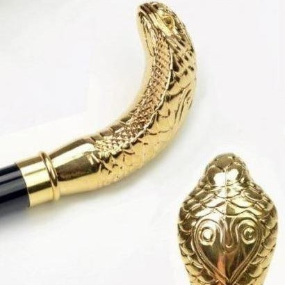 Silver and Gold Snake Head Umbrella | Gold Snake Cobra Head Handle Gent's Umbrella | Custom Gold and Silver Fox Handle Umbrella | Finest in the World | Enjoy the Rain!