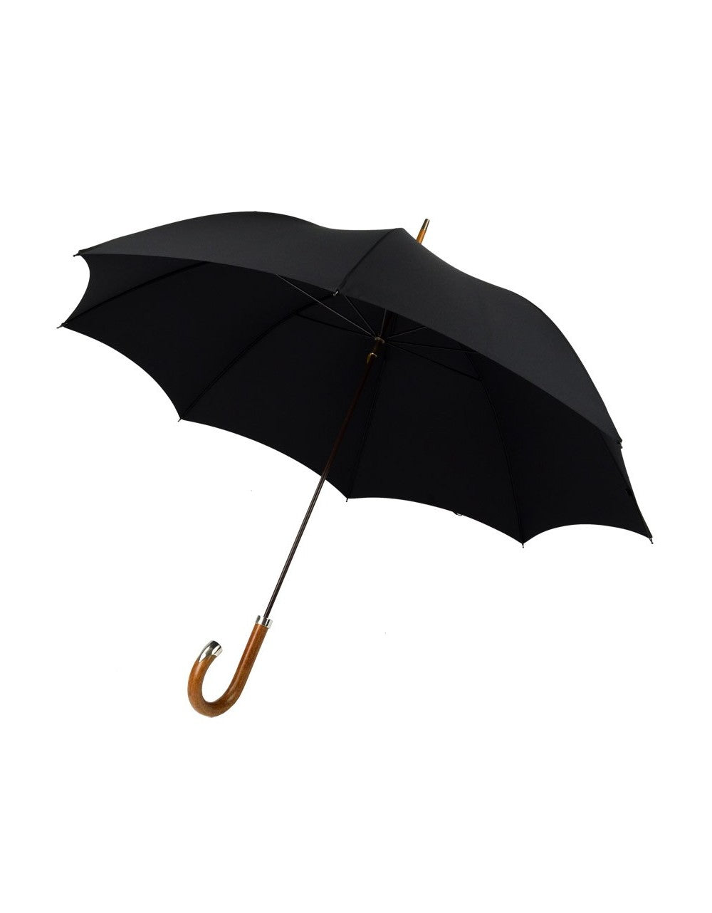 Burke Umbrellas | Malacca Prince of Wales Umbrella | Sterling Silver Cap and Tip Cup | Full Size | Metal Tube Shaft | English Umbrella