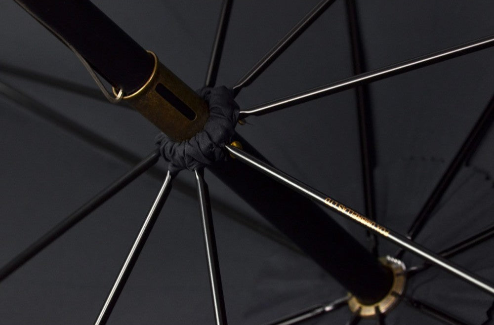 Burke Umbrellas | Leather Handle Gent's Umbrella | Wood Shaft | Finest Quality | Hand-Stitched Leather | Enjoy the Rain!