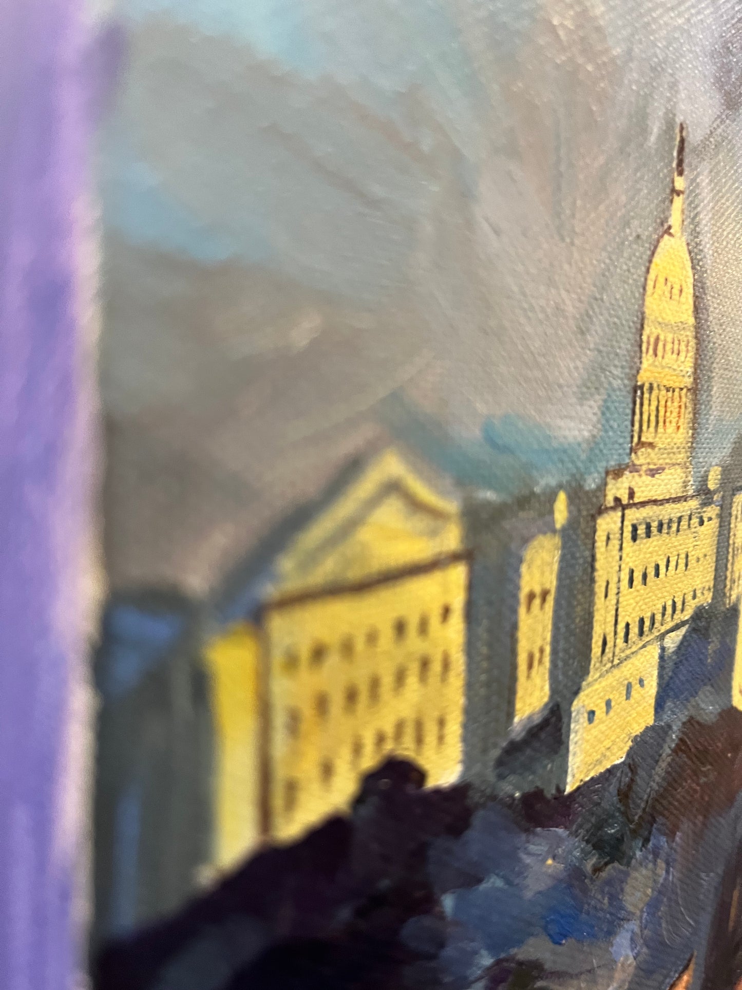 Monuments at Dusk | Washington, DC Monuments Art | Original Oil and Acrylic Painting on Canvas by Zachary Sasim | 11" by 13.5" | Commission