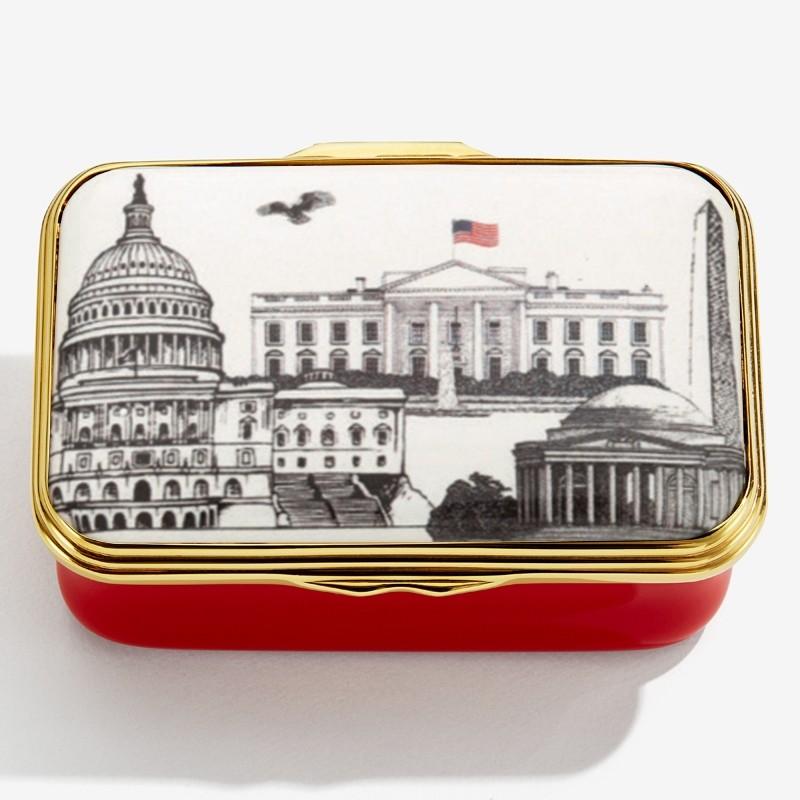 Halcyon Days Washington Landmarks Enamel Box-Enamel Box-Sterling-and-Burke