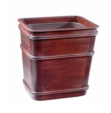 CLASSIC MEDIUM WASTEBASKET |  MAHOGANY WOOD | 13 by 13 by 9 inches