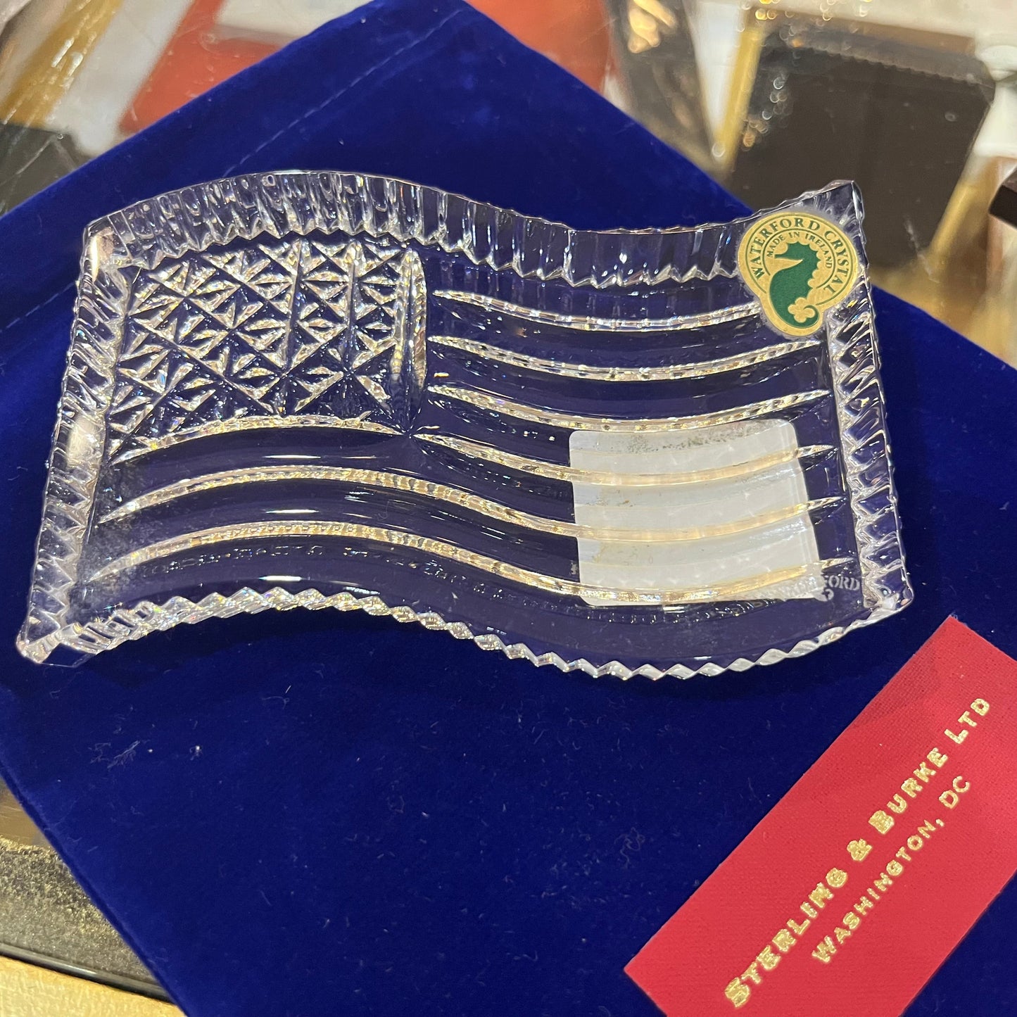 American Flag in Crystal | Crystal US Flag Paperweight | Luxury Packaging | Waterford