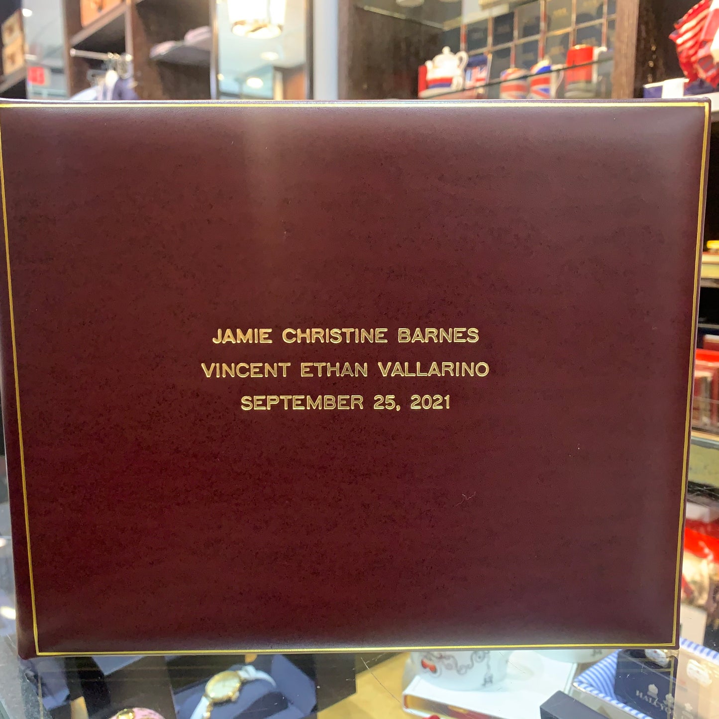 Guest Book Custom Samples | Gold Stamp Design | 7 by 9 Inches | Calf Leather | Made in England