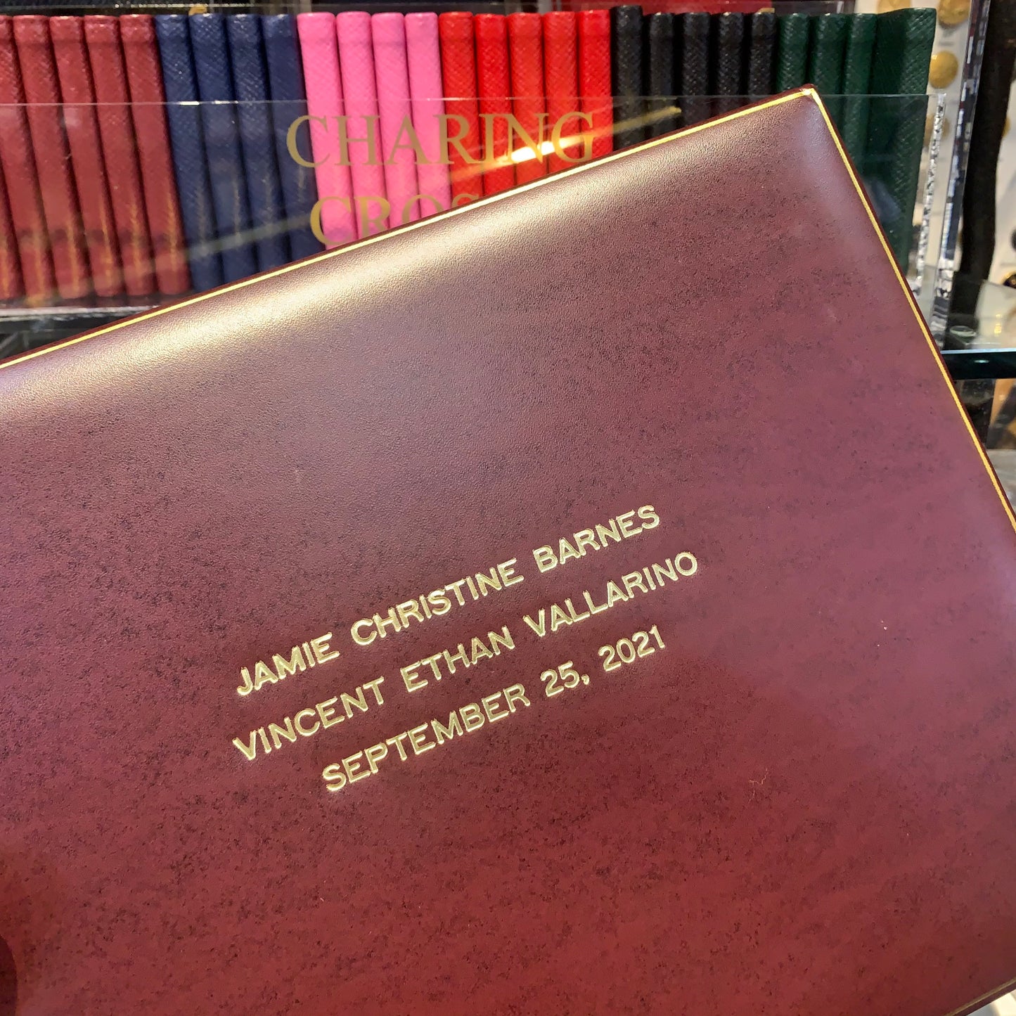 Guest Book Custom Samples | Gold Stamp Engraving Samples | Three Lines of Text Proof