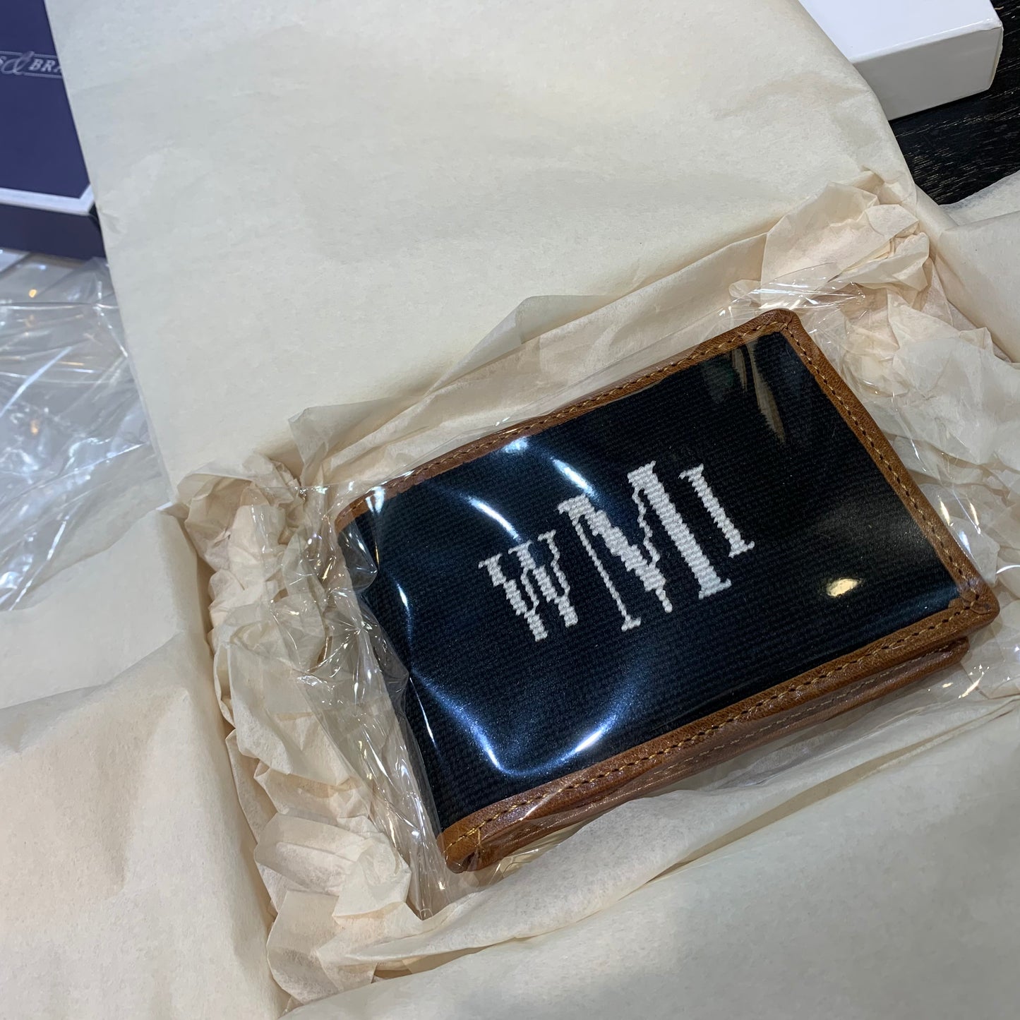 " Engraving / Stamping on Leather | Special Smathers Needlepoint Wallet Wedding Project