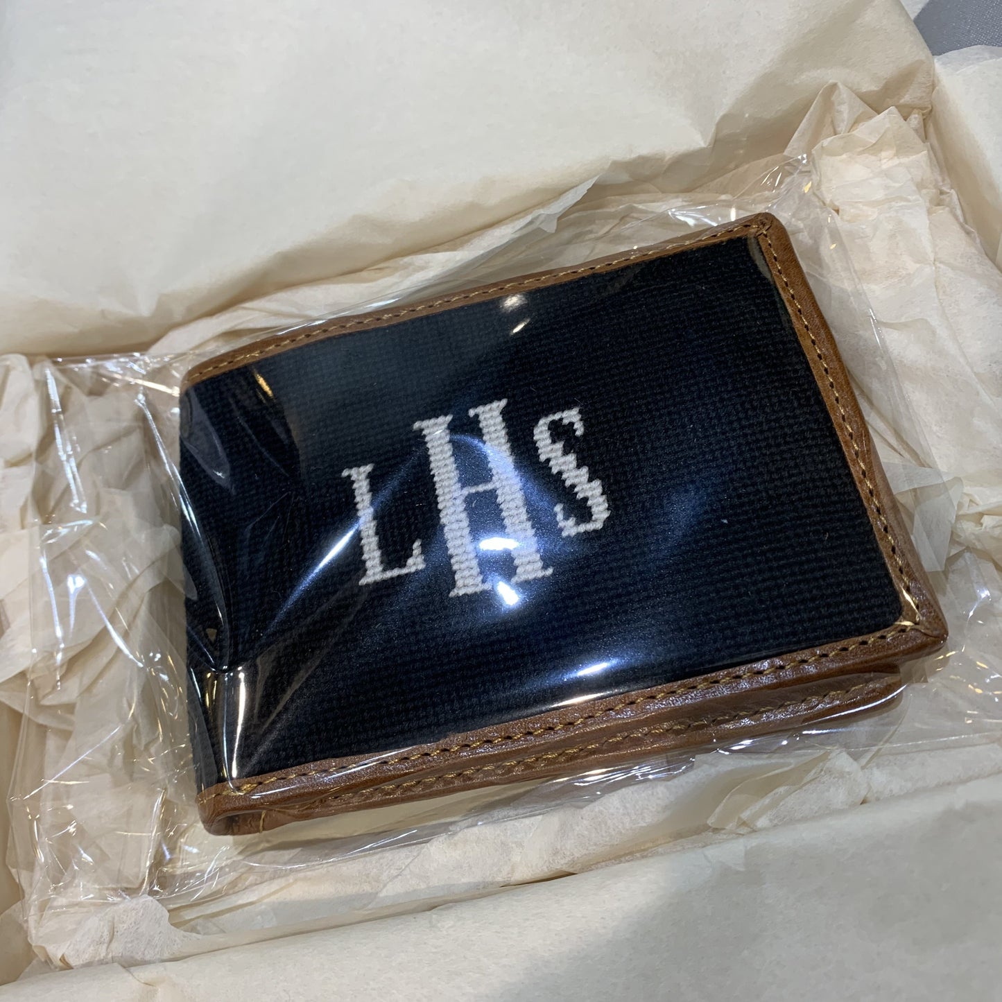 " Engraving / Stamping on Leather | Special Smathers Needlepoint Wallet Wedding Project