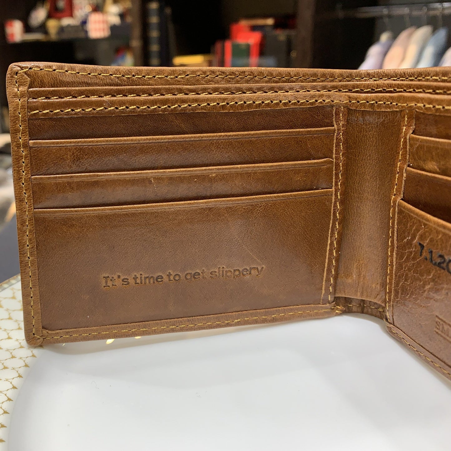 " Engraving / Stamping on Leather | Special Smathers Needlepoint Wallet Wedding Project