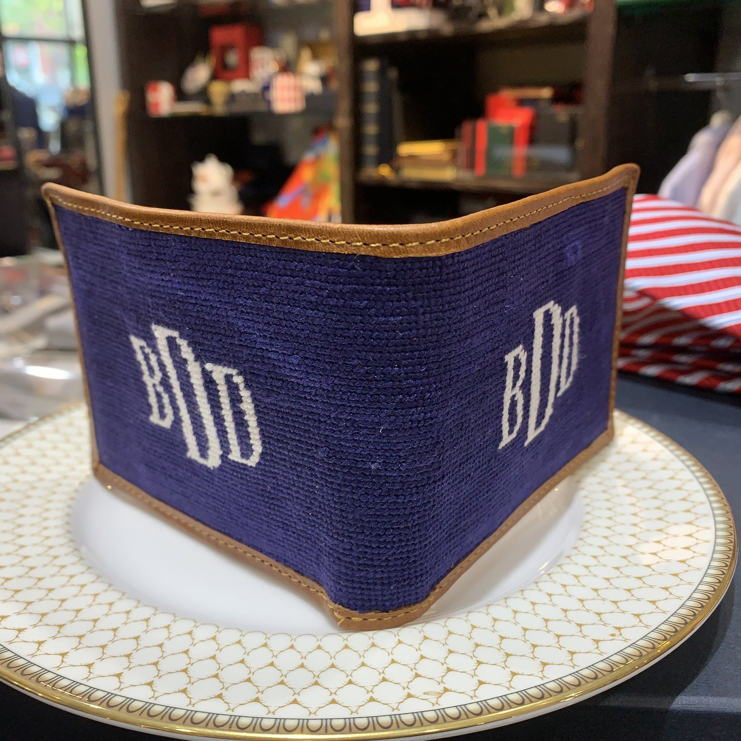 " Engraving / Stamping on Leather | Special Smathers Needlepoint Wallet Wedding Project