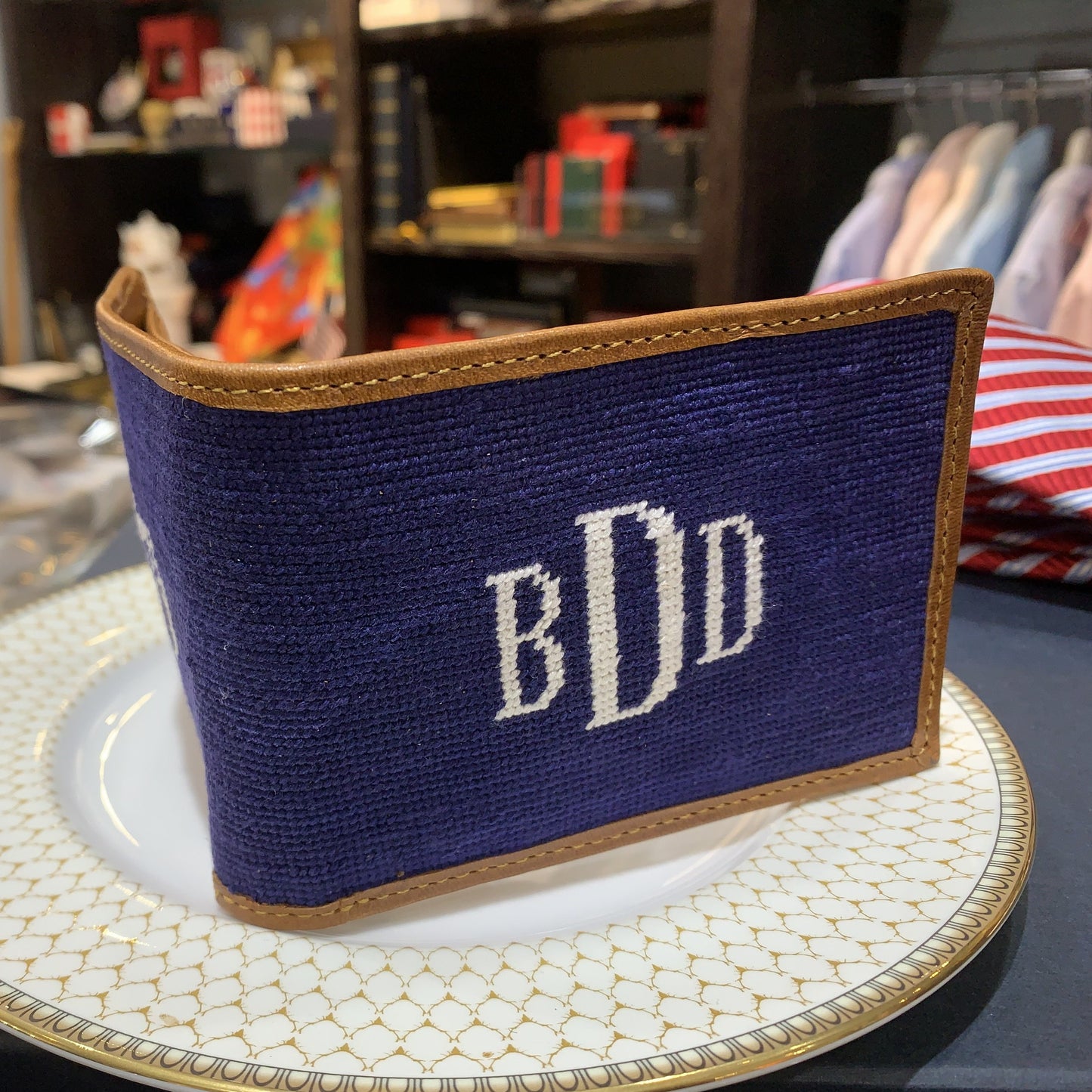 " Engraving / Stamping on Leather | Special Smathers Needlepoint Wallet Wedding Project