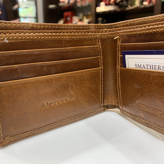 " Engraving / Stamping on Leather | Special Smathers Needlepoint Wallet Wedding Project