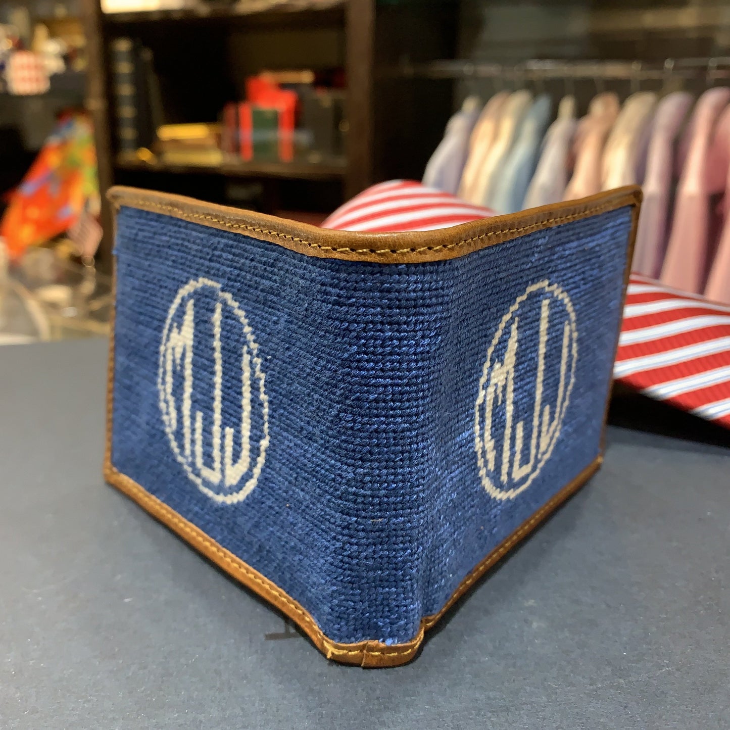 " Engraving / Stamping on Leather | Special Smathers Needlepoint Wallet Wedding Project