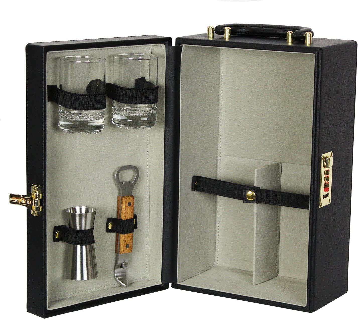 Wine and Champagne Travel Bar | Hand Made in England | English Bridle Hide | Dark London Tan | Very Finest Quality | Studio Burke Ltd