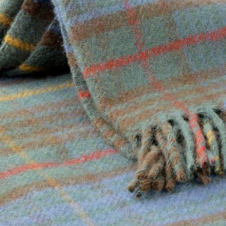 Thick Wool Blanket | Antique Hunting Stewart Tartan | 60 by 72 inches | Made in Scotland | Sterling and Burke-Blanket-Sterling-and-Burke