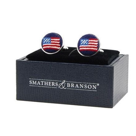 Needlepoint Collection | American Flag Needlepoint Cufflinks