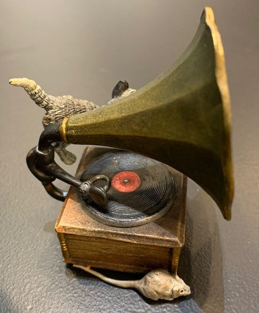 Cat Gramophone | Viennese Bronze