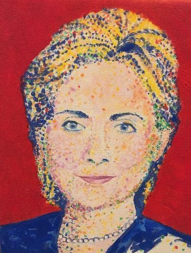 Art | Hillary Clinton Portrait | Giclee on Canvas by Sue Israel | 10" x 8"