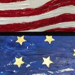 Art | Justice Diptych Stars and Stripes, Original Mixed Media on Canvas, 12 by 18 inches