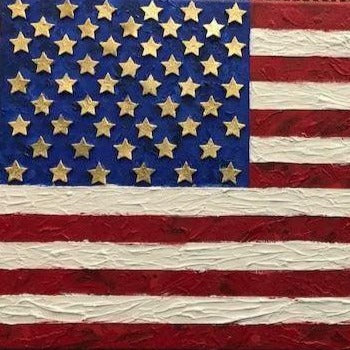Art | Freedom | American Flag Art | Original Mixed Media on Canvas by Sue Israel | 18" x 30"