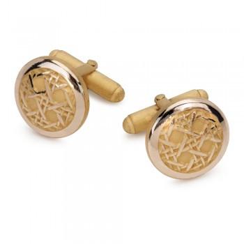 Caneweave Gilt T-Bar Cufflinks-Cufflinks-Sterling-and-Burke