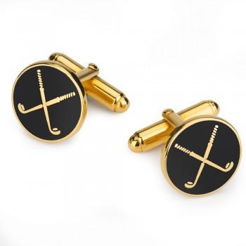 Golf Club Enamel Cufflinks, Black-Enamel Cufflinks-Sterling-and-Burke
