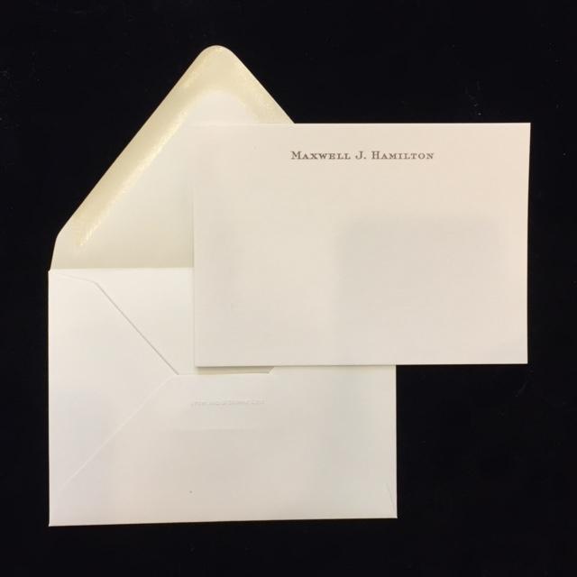 Bespoke Stationery | UK Correspondence Card with Envelope | 100 Sets | Hand Engraved | Single Line of Text on Card and Blank Envelope | Sterling and Burke LTD-Custom Stationery-Sterling-and-Burke