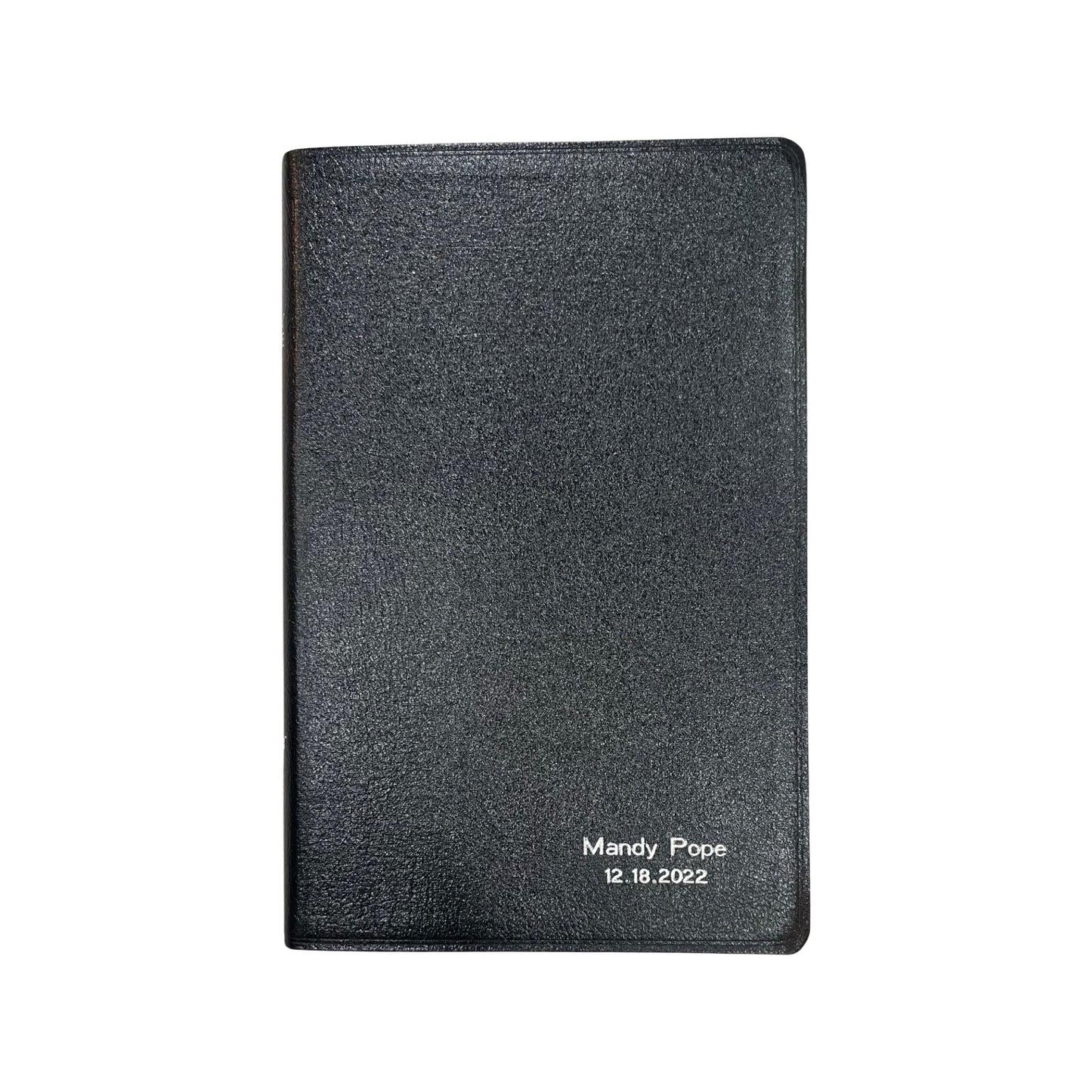 " Bible and Prayer Book | Stamped with Name and Date | SAMPLE: Mandy Pope | Silver Stamp
