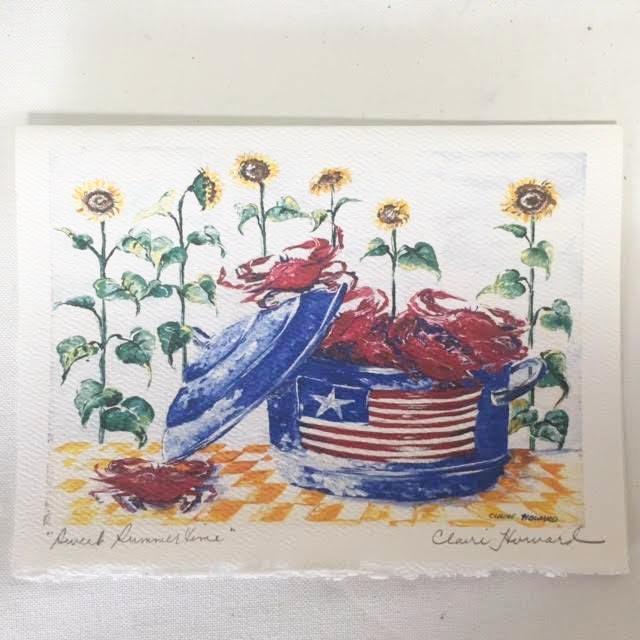 Art | Sweet Summertime | Stationary Note Card | Hand Signed Card by Claire Howard | 5" x 7"-Greeting Cards-Sterling-and-Burke