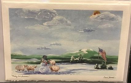Art | Making Our Snowman | Stationary Card by Claire Howard | 5" x 7"-Greeting Cards-Sterling-and-Burke